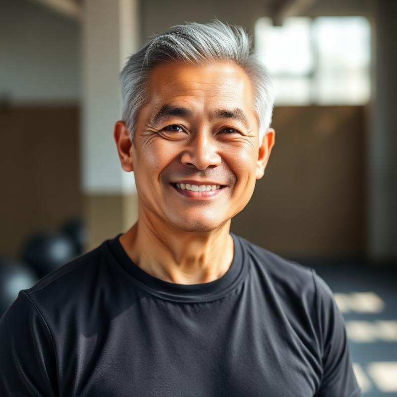 Man in his 60s training